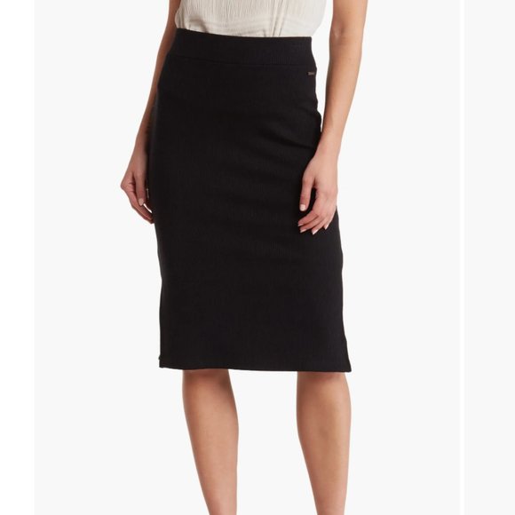 T Tahari Pull-On Rib Knit Skirt - Picture 2 of 3